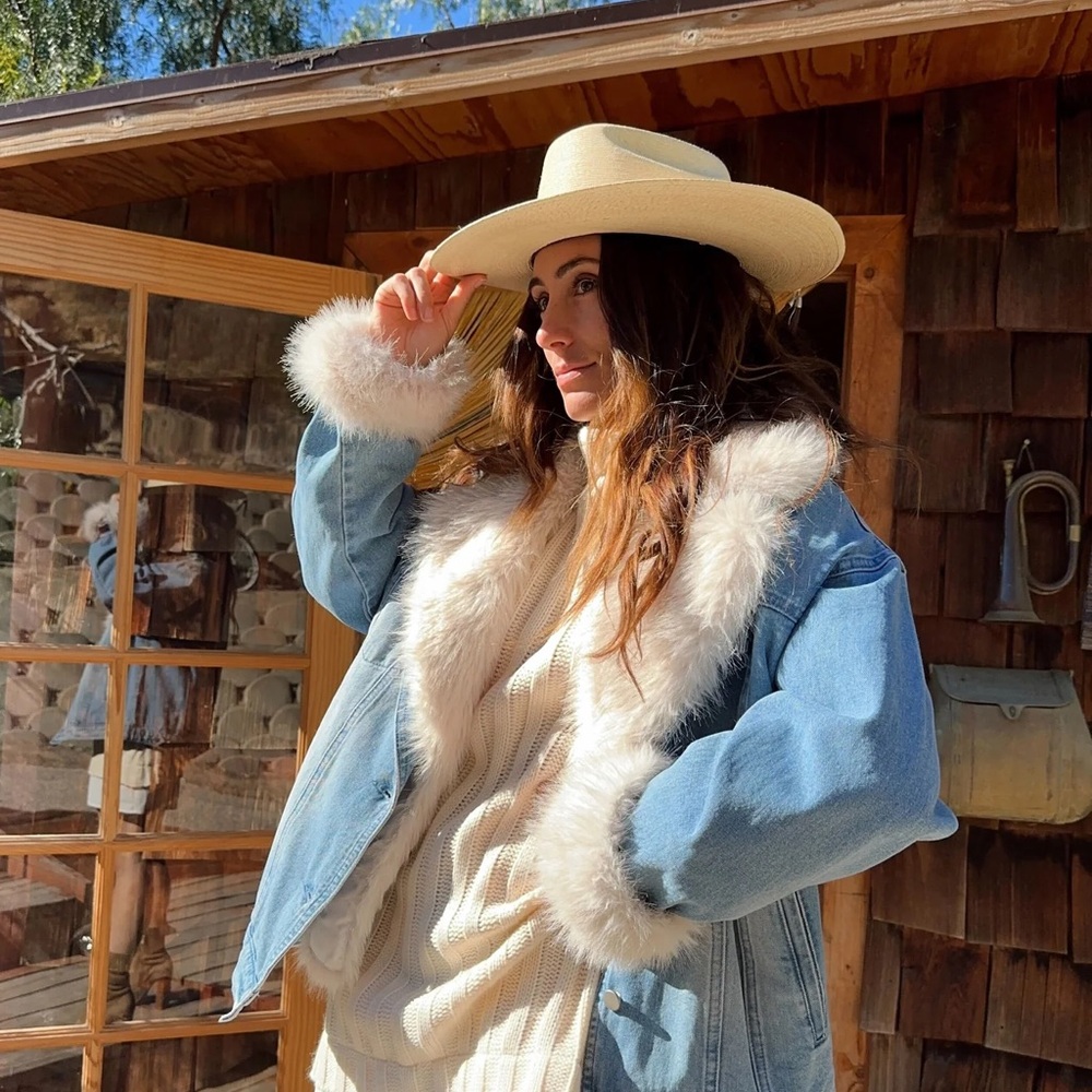 *RESTOCKED* This One Is Fur You Fur Collared Washed Denim Jacket - Picture 15 of 17
